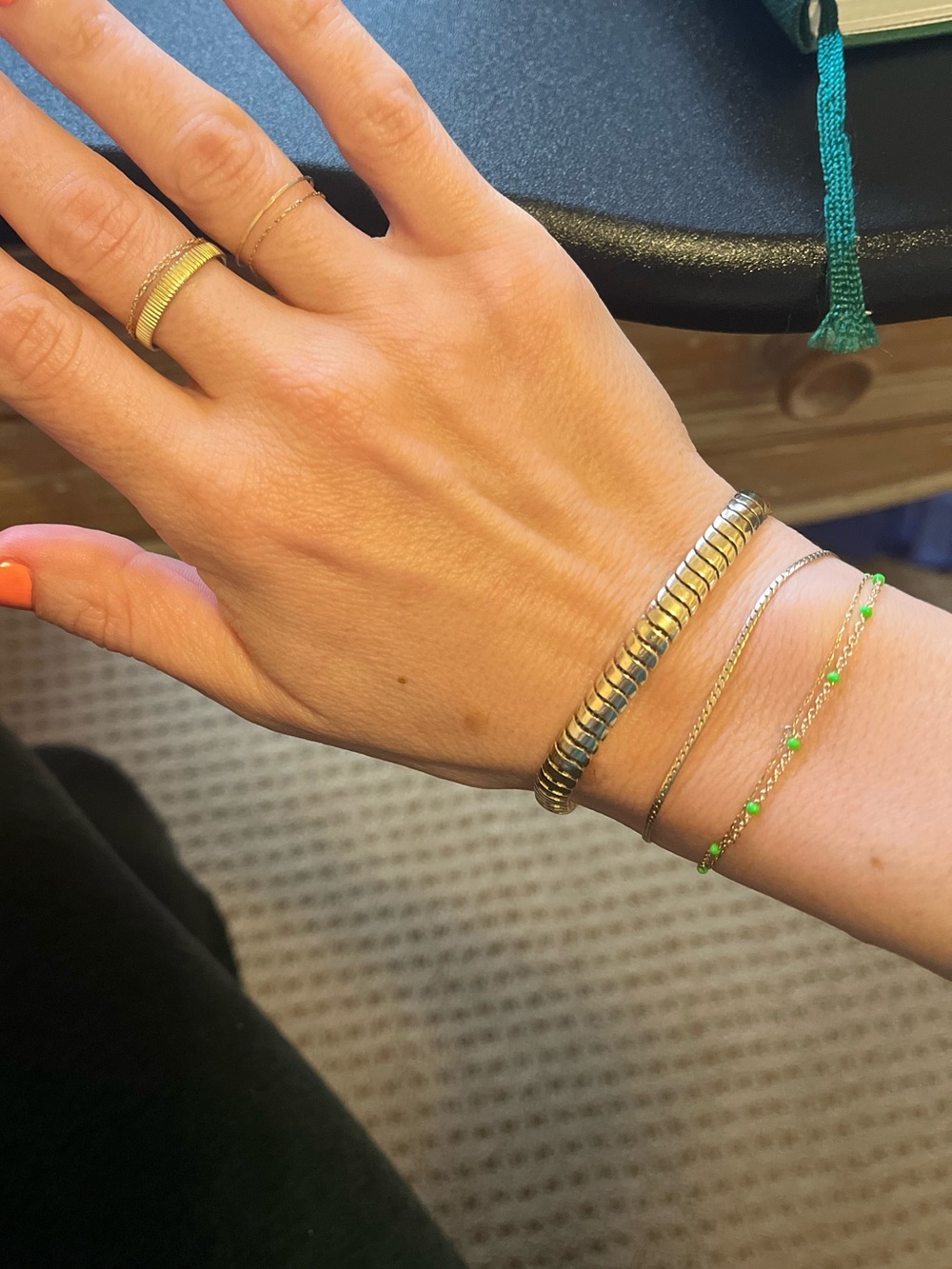 Catbird 14k Gold Candy Chain Bracelet - slime green - Picture 5 of 5